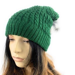 Slouch Beanie With Pom Green